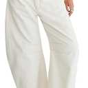 Women's Barrel Jeans Vintage Mid Rise Wide Leg Y2k Baggy Boyfriend Ankle Denim Pants (12)