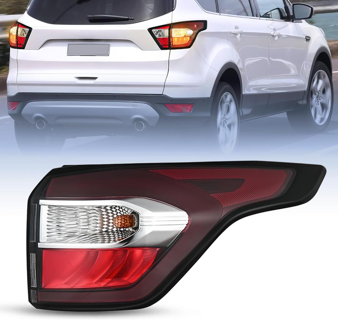 Nilight Taillight Assembly Compatible with 2017 2018 2019 Ford Escape Kuga Outer Rear Lamp Replacement OE Style LED and halogen bulbs Passenger Side
