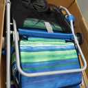 Old Bahama Bay Beach Cart with Big Wheels for Sand, Folding All Terrain Wheels Beach Wagon with Cooler Bag Umbrella Holder, Big Mesh Storage Capacity for Outdoor Camping, Supports 100lbs, Blue/Green
