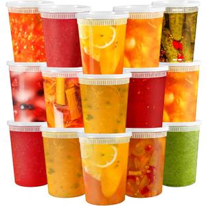 50 Pack 32oz Plastic Deli Food Storage Containers, Clear Soup Containers With Leakproof Lids, Meal Prep Containers, Microwave Dishwasher Freezer Safe