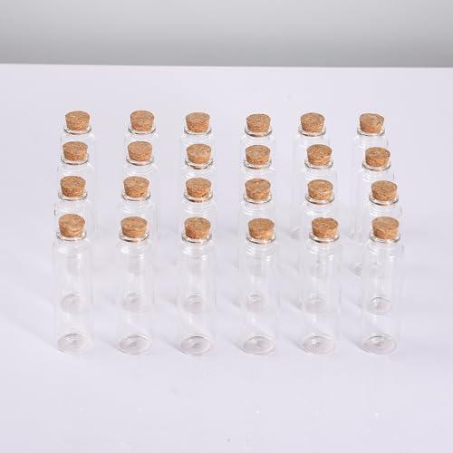 Eclaro 24 PCS 50ml 1.18''x3.94'' Mini Glass Bottles with Cork Stoppers - Suitable for DIY Christmas Decorations, Wedding Decorations, Party Gifts, Home Displays as Wishing Bottles