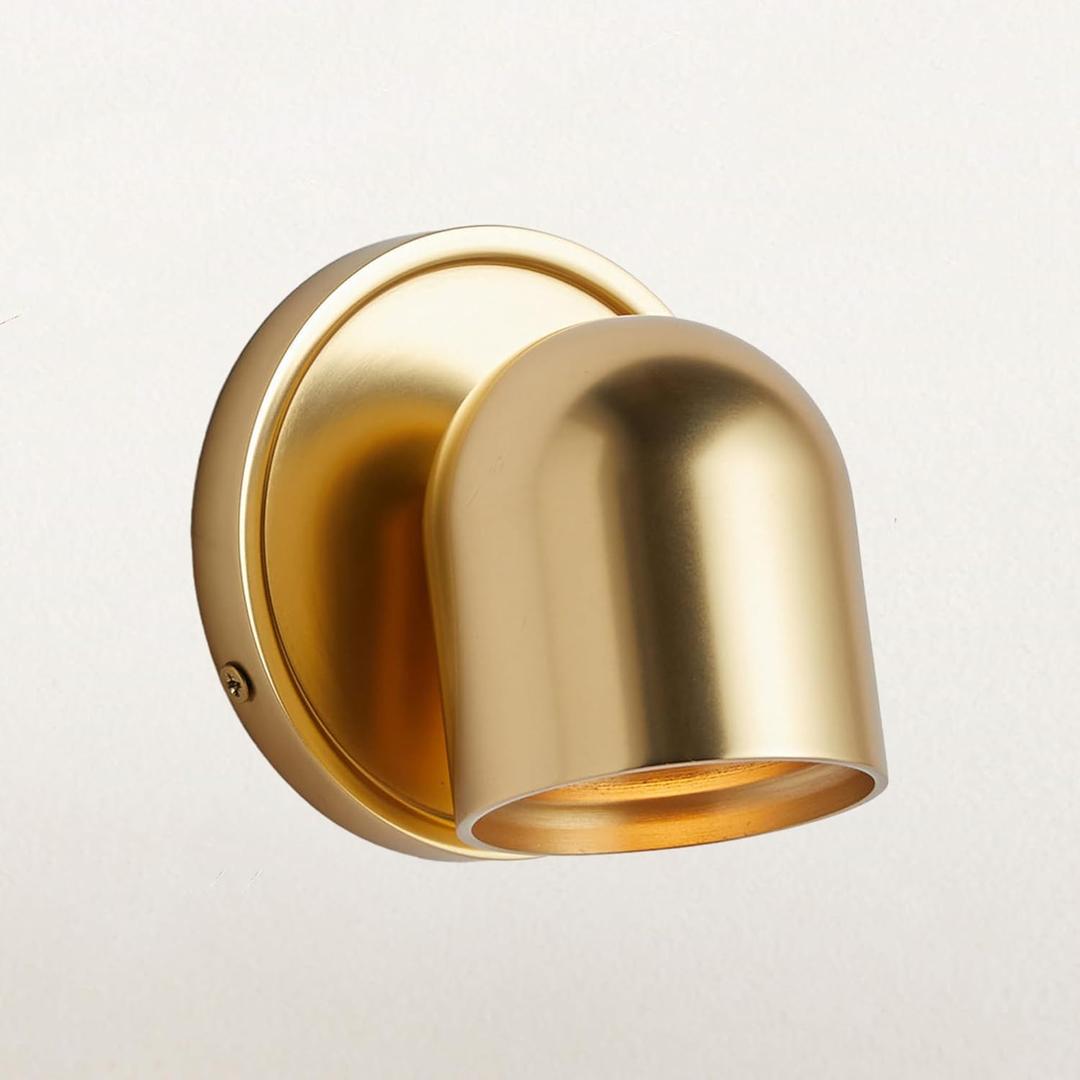 Small Dome Wall Sconce-Brass, Swedish Design, Integrated Modern, Functional, Bath Sconces, Bathroom Sconce, Bathroom Wall Lights,Not Includes Bulb,4.5" L x 4.5" W x 4.5" H