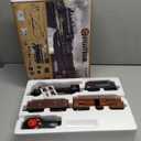 Train Set with Remote Control,Electric Train Track Around Christmas Tree W/Cargo Vehicle,Light & Sounds,Alloy Steam Locomotive Engine Train Toy Gift for Boys Girls 4 5 6 7 8 9 10