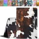 Case for iPad (A16) 11th Generation 11 Inch 2025, iPad 10th Generation 10.9 Inch 2022, Premium PU Leather Stand Folio Cover with Auto Sleep/Wake, Brown Cow Print