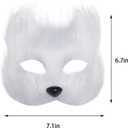 Yookat Faux Fox Masquerade Mask and Fox Tail Artificial Fox Face Mask Cat Masquerade Mask for Halloween Mardi Gras Cosplay (White)