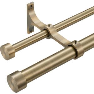 Double Curtain Rods with Aluminum End Cap and Full Surround Brackets,1"Front and 5/8" Back Rod,Adjustable between 72 to 144 Inches (6-12 Feet), Antique Bronze Double Window Drapery Rod