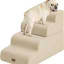 Made4Pets Dog Stairs Ramp for Bed 19.7" H, 4-Step Dog Steps for High Bed Couch Sofa Climbing, 35D Foam Pet Steps for Small Dogs and Cats, Non-Slip Bottom Pet Stairs, Beige