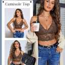 Avidlove Bralettes for Women Lace Wireless Bra V Neck Racerback Crop Top Adjustable Lingerie No Padded (Medium, Brown)