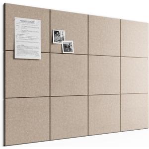 Bumusty Large Cork Board 48" x 36" Alternative - 12 Pack Felt Wall Tiles with 70 Safe Removable Adhesive Tabs, 30 Pushpins, Cork Boards for Walls Pin Board Bulletin Board Office Decor (Taupe)