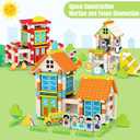 123PCS Wooden Building Blocks Set for Toddlers, Construction City Stacking Toys, Preschool Learning Educational Toys for Kids 3+ Years Girls and Boys (Hospital)