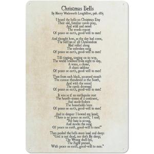 I Heard the Christmas Bells Henry Wadsworth Longfellow Christmas Poetry Quote Metal Wall Decor Holiday Home Decoration 8x12 Inches Aluminum