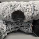 Cat Bed, cat Tunnel, Foldable Machine Washable Plush cat Bed, Grey (33.46 inches), with Hanging Toys, Suitable for Multiple