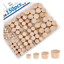 smseace 150Pcs 4-Sizes Wood Plugs 3/16" 5/16"，3/8"，1/2" Wooden Hole Plugs for Holes in Furniture/Table and Chair Legs/Cabinet Reserved Holes/Outdoor Equipment Wood Plugs Assortment Kit