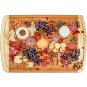 Totally Bamboo 36" x 24" Bamboo Wood XXL Cutting Board, Stove Top Cover or Over the Sink Chopping Block, Noodle Board and Giant Charcuterie Serving Tray
