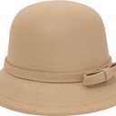 Felt Cloche Hat for Women Bowknot Fedora Bucket Hat 1920s Vintage Bowler Hats