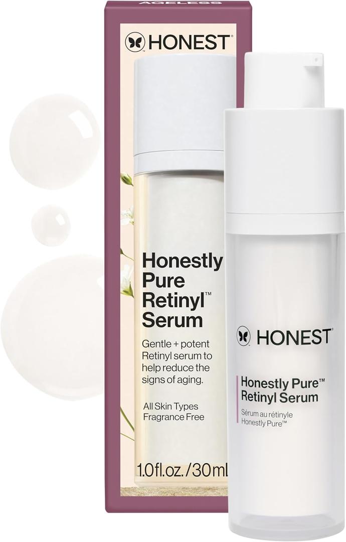 Honest Beauty Honestly Pure Nightly Retinyl Serum | Moisturizes, Exfoliates, + Reduces Fine Lines | Gentle for Sensitive Skin, Fragrance Free, Vegan | 1 fl oz Honest Beauty Honestly Pure Nightly Retinyl Serum | Moisturizes, Exfoliates, + Reduces Fine Lines | Gentle for Sensitive Skin, Fragrance Free, Vegan | 1 fl oz