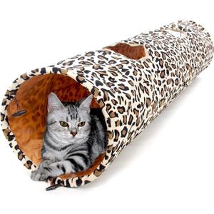 PAWZ Road XL Collapsible Cat Tunnel for Fat Cats & Rabbits - 51"x12" Extra Wide Pet Play Tunnel with 12-Inch Diameter for Large Cats, Small Dogs