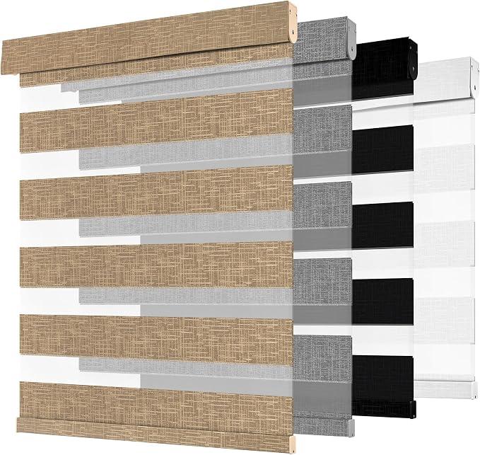 MoDanCeQ Cordless Zebra Blinds for Windows, Brown, 35" W x 72" H