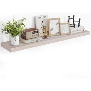 48 Inch Floating Shelves, 3D Textured Wood Grain, 48"x9.25"x1.5" Inch Deep Floating Shelves for Wall, Wooden Shelves for Bathroom, Bedroom, Living Room, Washed White