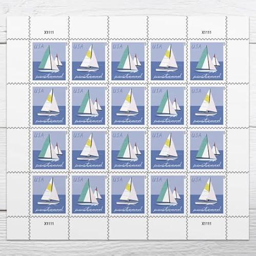 Sailboats Postcard Stamps (4 Sheets (80 Stamps))