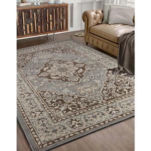 Superior Elegant Glendale Collection Area Rug, 8mm Pile Height with Jute Backing, Traditional Oriental Rug Design, Anti-Static, Water-Repellent Rugs - Grey, 8' x 10' Rug