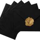 50 Pack A7 Colorful 5x7 Envelopes V Flap Invitation Envelopes for 5x7 Cards, Birthday, Weddings, Graduations, Greeting Cards, Baby Shower 5.24 x 7.24 Inches (Black)