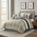 Stratford Park Multi-Color Comforter Sets King Size Bed, 7 Piece, Matching Pillow Shams & Bedskirt