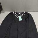 WIHOLL Lightweight Sweaters for Women Long Sleeve V Neck Knit Outfits with Decorative Buttons (Medium, Color Block Black)