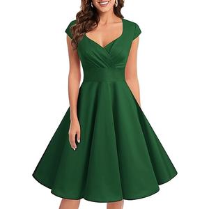 Bbonlinedress Women Short 1950s Retro Vintage Cocktail Party Swing Dresses M Green