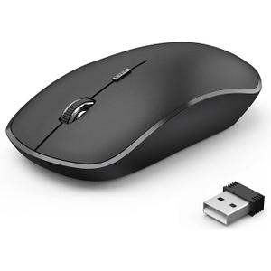 JOYACCESS Wireless Mouse, 2.4G Portable Slim Silent Computer Mouse Wireless with USB Nano Receiver, 2400 DPI, for Notebook, Laptop, PC - Black