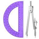 EBOOT Student Geometry Math Set, Drawing Compass and 6 Inch Swing Arm Protractor 180 Degree Math Protractor (Purple)
