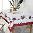 Wewoch Christmas Tablecloth 60"x120" Water Resistant Polyester Table Cloth with Ribbon Print Ideal for Indoor Dining Holiday Dcor