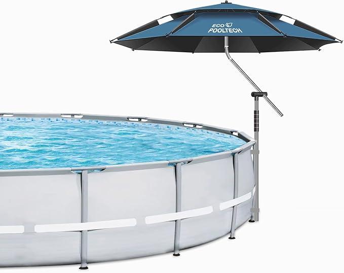 Above Ground Pool Umbrellas, Outdoor Pool Sunshade for Oval or Rectangular Swimming Pools, Multi-functional Patio Umbrella for Garden, Must have Pool Accessories