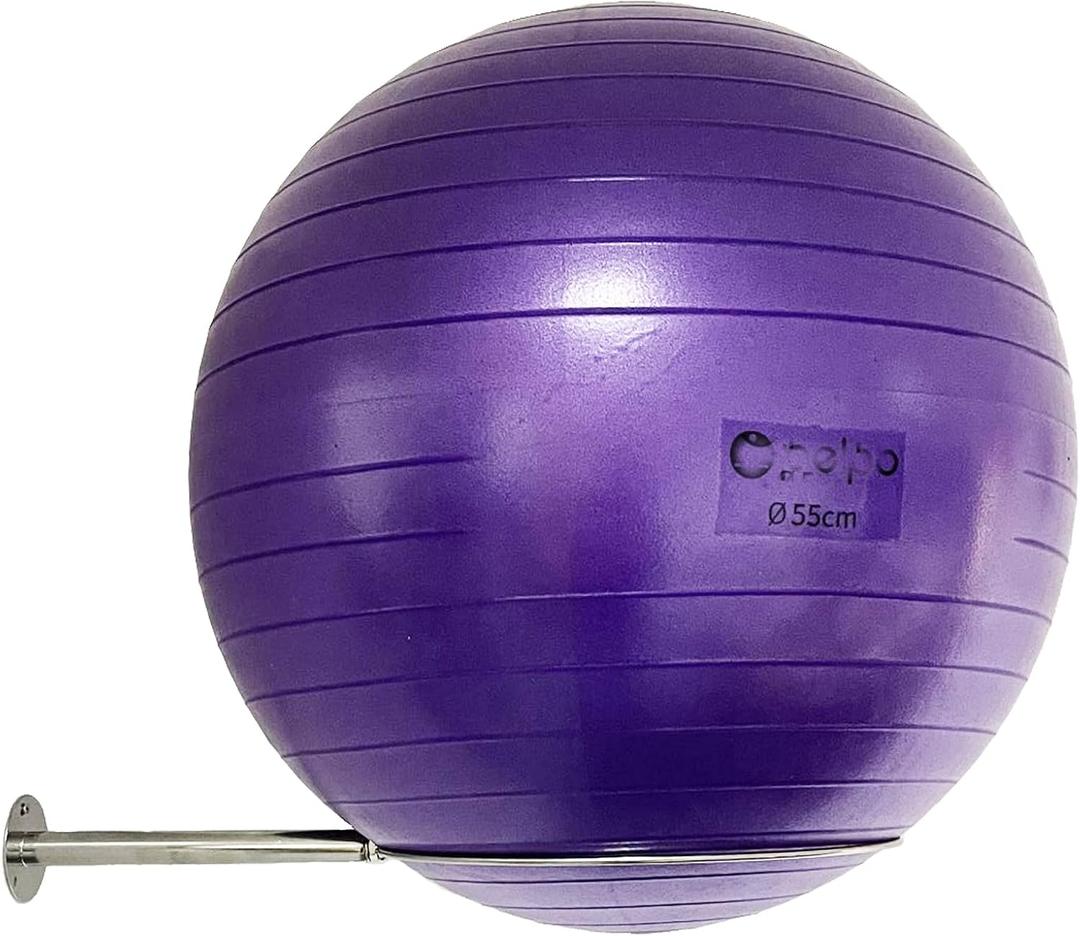 Wall Mounted Stainless Steel Exercise Ball Holder, Sturdy Yoga Ball Storage Rack, Stability ball Display Holder, for Exercise/Yoga/Stability Balls 32 cm to 86 cm (13" to 34"), With Mounting Screws