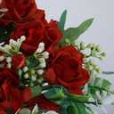 LESING Artificial Rose Silk Hydrangea Flowers Bouquets with Vase Rustic Fake Flowers for Home Decoration Table Centerpiece(Claret Red)