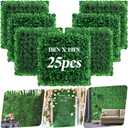 25 Pack Artificial Grass Wall 10x10" UV Resistant Faux Panels for Outdoor | Greenery Backdrop Privacy Fence Cover 17.36 Sq.Ft Fake Green Wall for Garden Wedding Party Decor Boxwood Hedge Panels