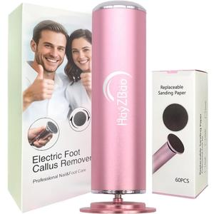 FSA&HSA Electric Foot Callus Remover - Callus Remover for Feet,Professional Pedicure Tool for Dead Skin,Electric Foot File with 60 Pcs Sandpaper Discs - Pink