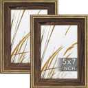 ArtbyHannah 2 Pack 5x7 Picture Frame Set, Rustic Picture Frames with Farmhouse Brown Texture for Tabletop Display or Wall Mount in Home Decor