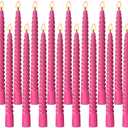 20 Pack 10 Inch Hot-Pink Spiral Taper Candles for Christmas and Holiday Home Decoration, Unscented Dripless Twisted Candlesticks for Dinner Party Wedding Valentine's Day