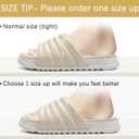 GPOS Womens Slides with Memory Foam Soft Cushioned Cozy House Slippers for Woman Comfy Open Toe Ladies Sandals Leather Slip on Bedroom Shoes Plantar Fasciitis Indoor Outdoor (Beige)