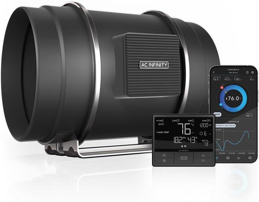 AC Infinity CLOUDLINE PRO T8, Quiet 8 Inline Duct Fan with Temperature Humidity VPD Controller, WiFi Integrated App Control - Ventilation Exhaust Fan for Heating Cooling, Grow Tents, Hydroponics