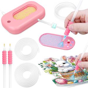 Electric Diamond Art Painting Pen, Epainter Vacuum Diamond Painting Pen Accessories, Wax-Free Precision Adsorption, Strong Suction for 2.5D/5D/AB Drills, Ergonomic Design Adult/Kid Friendly (Pink)