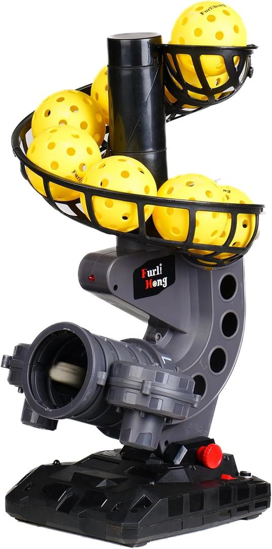 Furlihong 388PBH Pickleball Machine, 4 Adjustable Angles, Includes 9 Pickleballs, Powered by Power Bank/Battery, for Beginners