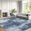 AMADA HOMEFURNISHING 8x10 Area Rugs for Living Room, Modern Washable Rug with Non-Slip Backing & Low Pile, Large Rug with Abstract Print Pattern for Bedroom, Dinning Room,Home Office, Dark Blue