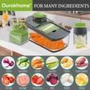 Ourokhome Mandolin Slicer with Handheld Spiralizer, Hand Safe Vegetable Shredder with 6 Mandoline Blades, Veggie Waffle Cutter for Potato, Carrot, Zucchini, Essential Kitchen Gadgets (10 in 1, Gray)