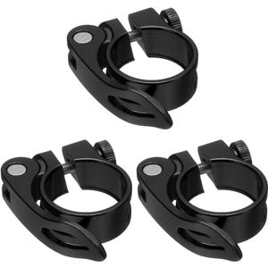 HARFINGTON 3pcs Bike Seat Post Clamp 31.8mm Bicycle Clamp Aluminum Alloy Bike Quick Release Seat Post Collar for Diameter 27.2 to 28.6mm Bicycle Mountain Bike Road Bike Seat Post Tube, Black