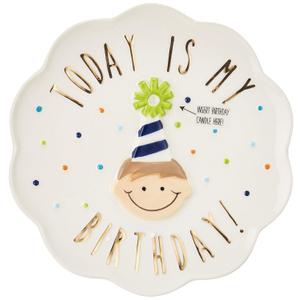 Mud Pie Birthday Boy Celebration Candle Plate, 8 x 8