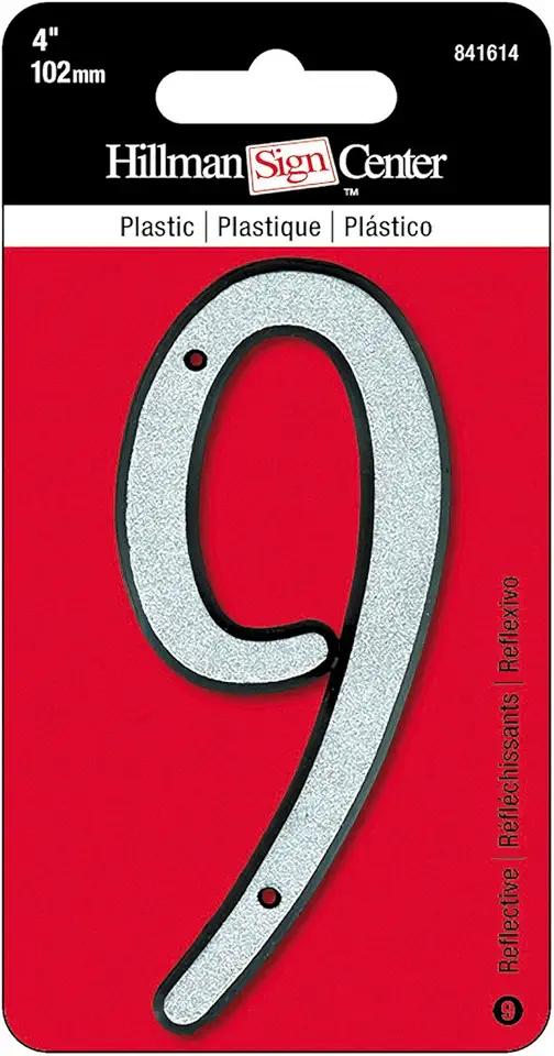 Hillman Fastener HOUSE NUMBR 9 REFLECT 4IN/CD 4 Pack