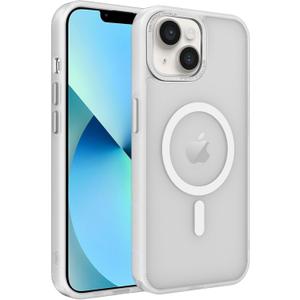 Magnetic iPhone 13 mini case,Compatible with Magsafe, Military-Grade Protection,Slim Translucent Matte Shockproof with Anti-Scratch Anti-Fingerprint Phone Cover (Frosted white, iPhone 13mini)