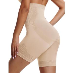 Sarin Mathews Womens Tummy Control Shapewear Shorts High Waisted Body Shaper for Thigh Slimming Underwear Girdle (Beige)